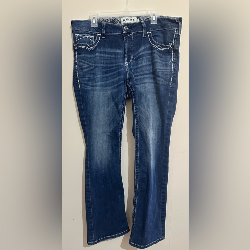 Ariat Real Denim Size 18 Marine Real Mid Rise Boot Entwined Cowboy Rodeo Jeans